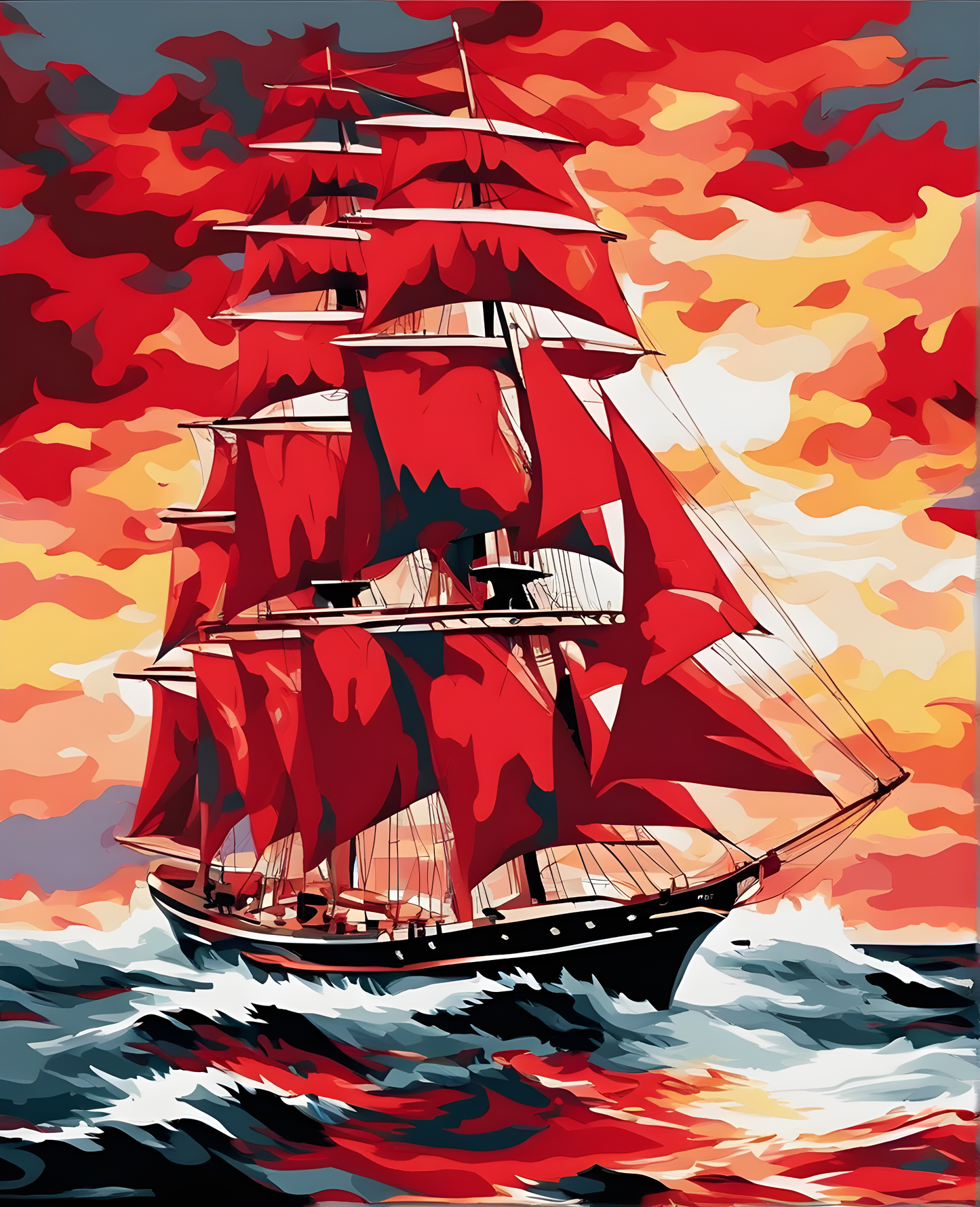 Red Sails at Sea (2) - Van-Go Paint-By-Number Kit