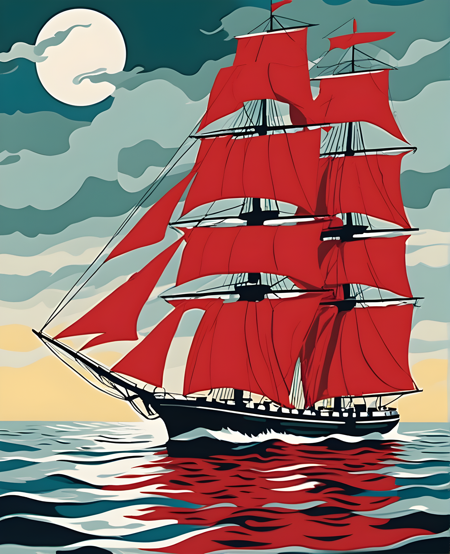 Red Sails at Sea (1) - Van-Go Paint-By-Number Kit