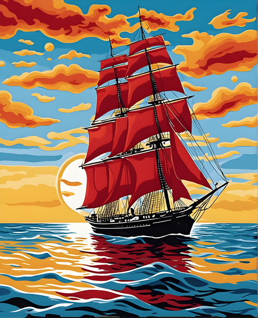 Red Sails at Sea (4) - Van-Go Paint-By-Number Kit