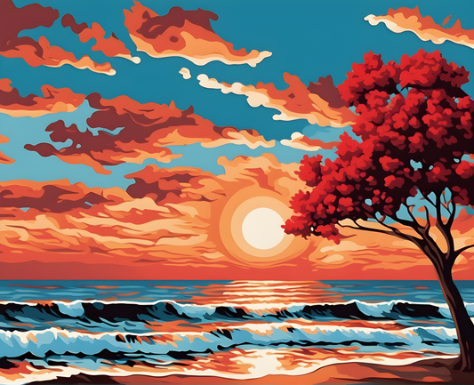 Sunset Collection OD (7) - Reddish Beach Sunset - Van-Go Paint-By-Number Kit