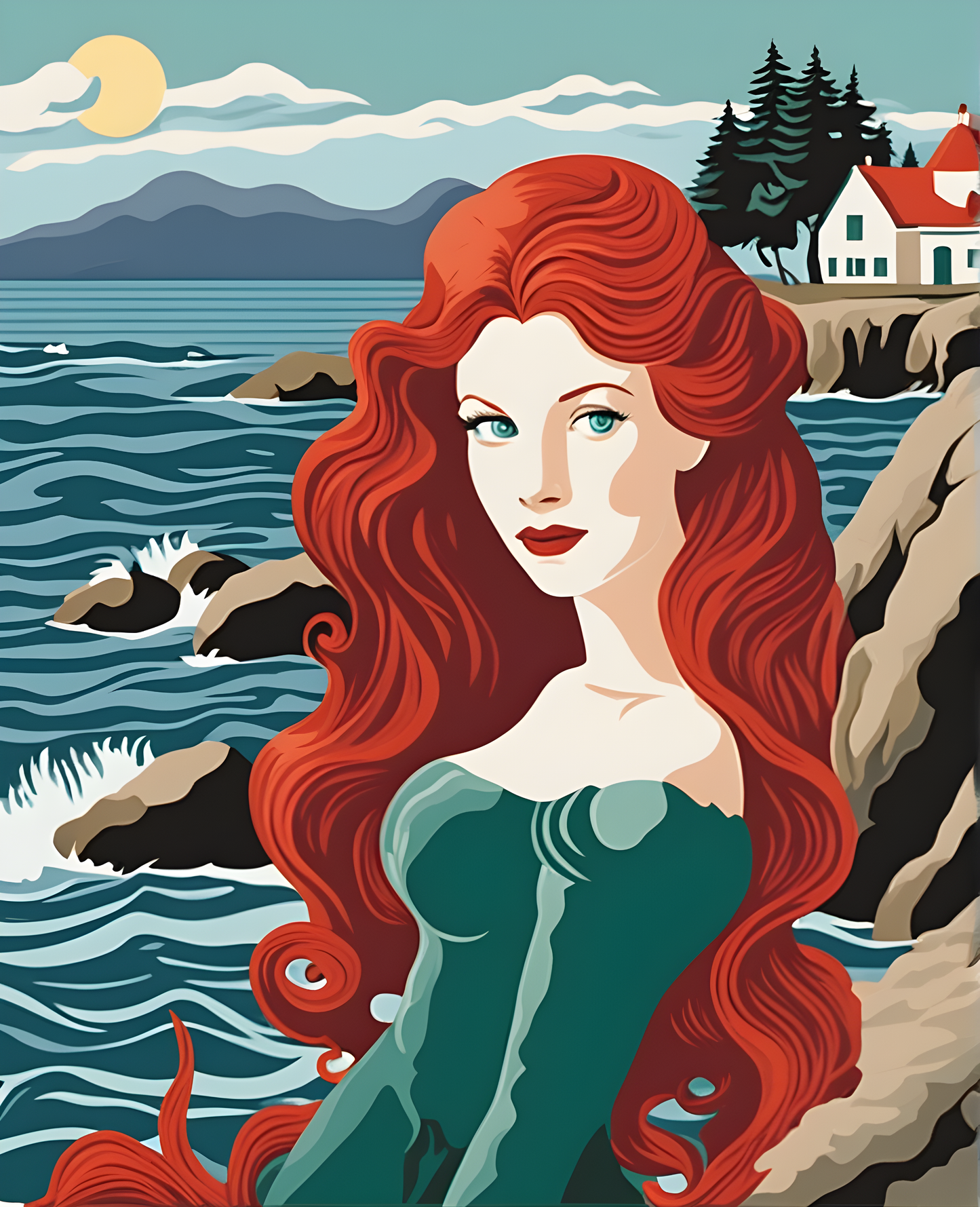 Redhead Mermaid (4) - Van-Go Paint-By-Number Kit