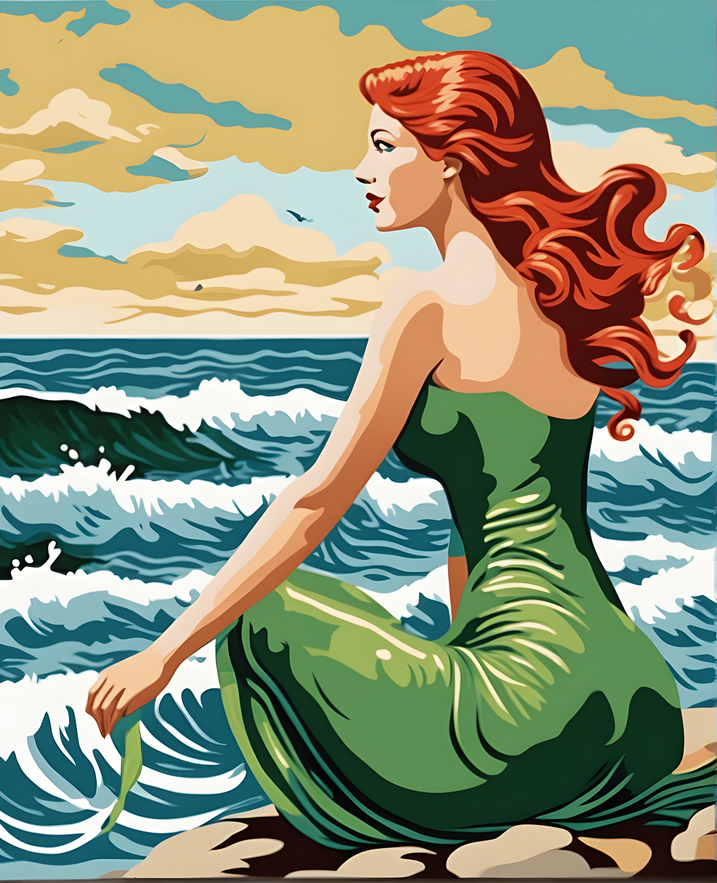 Redhead Mermaid (3) - Van-Go Paint-By-Number Kit