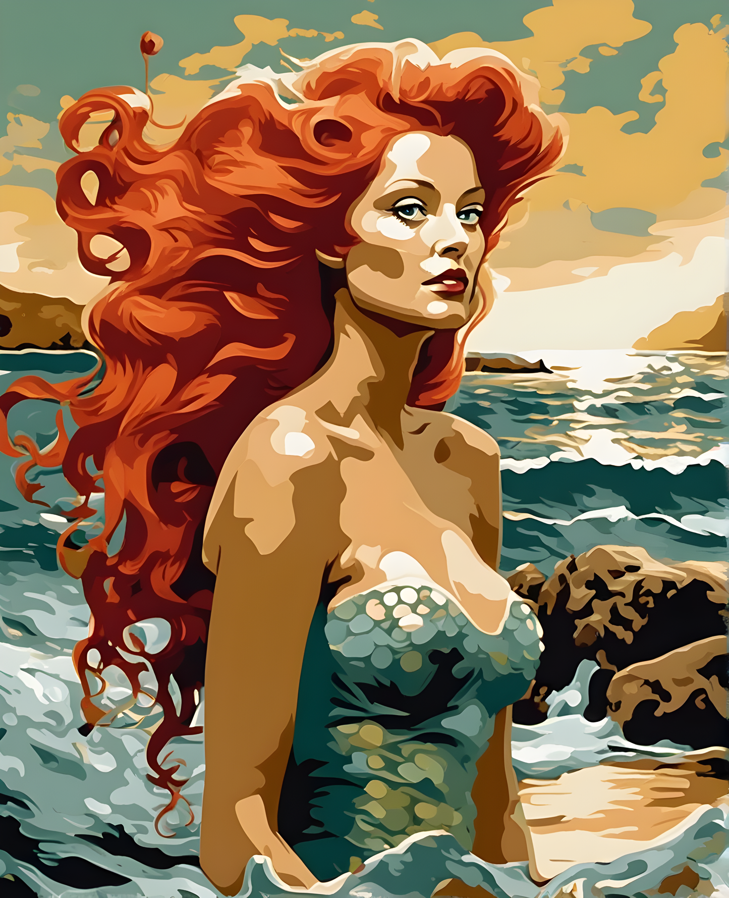 Redhead Mermaid (2) - Van-Go Paint-By-Number Kit
