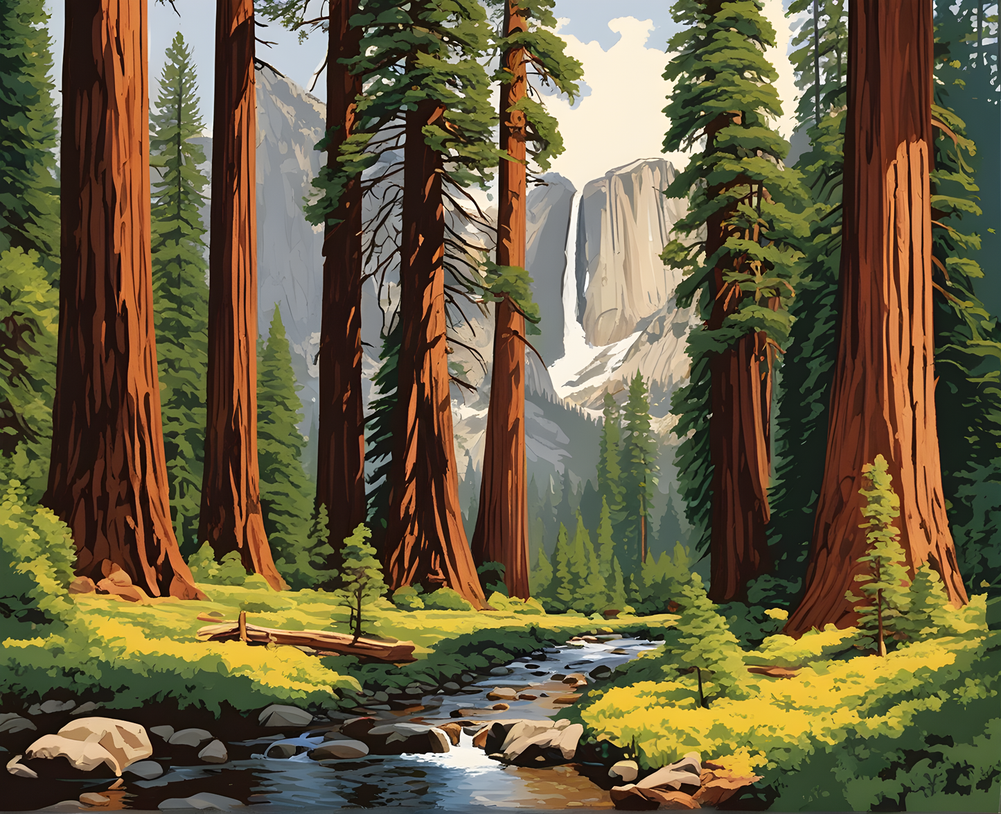 Redwood forest, Yosemite valley (2) - Van-Go Paint-By-Number Kit