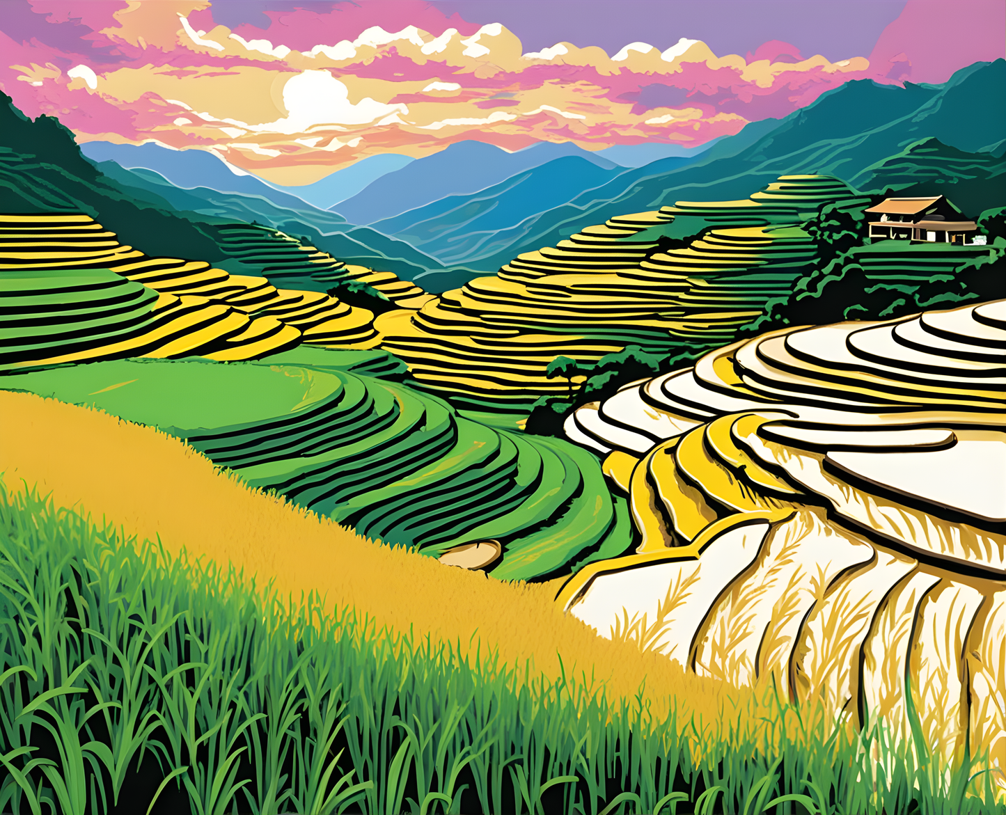 Amazing Places OD (253) - Rice Terrace Fields, Mu Cang Chai, Vietnam - Van-Go Paint-By-Number Kit