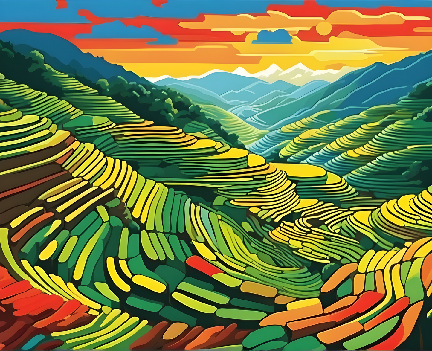 Amazing Places OD (252) - Rice Terrace Fields, Mu Cang Chai, Vietnam - Van-Go Paint-By-Number Kit