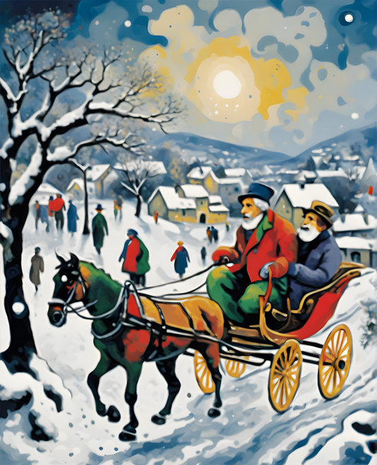Ridding a Carriage on a Snowy Day - Van-Go Paint-By-Number Kit