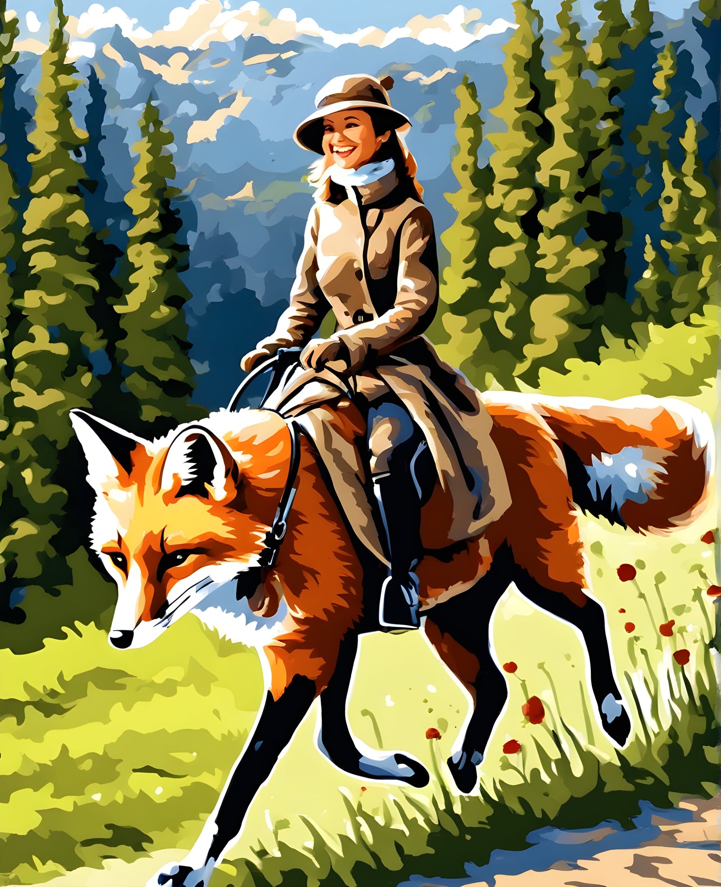 Riding on a Fox (3) - Van-Go Paint-By-Number Kit