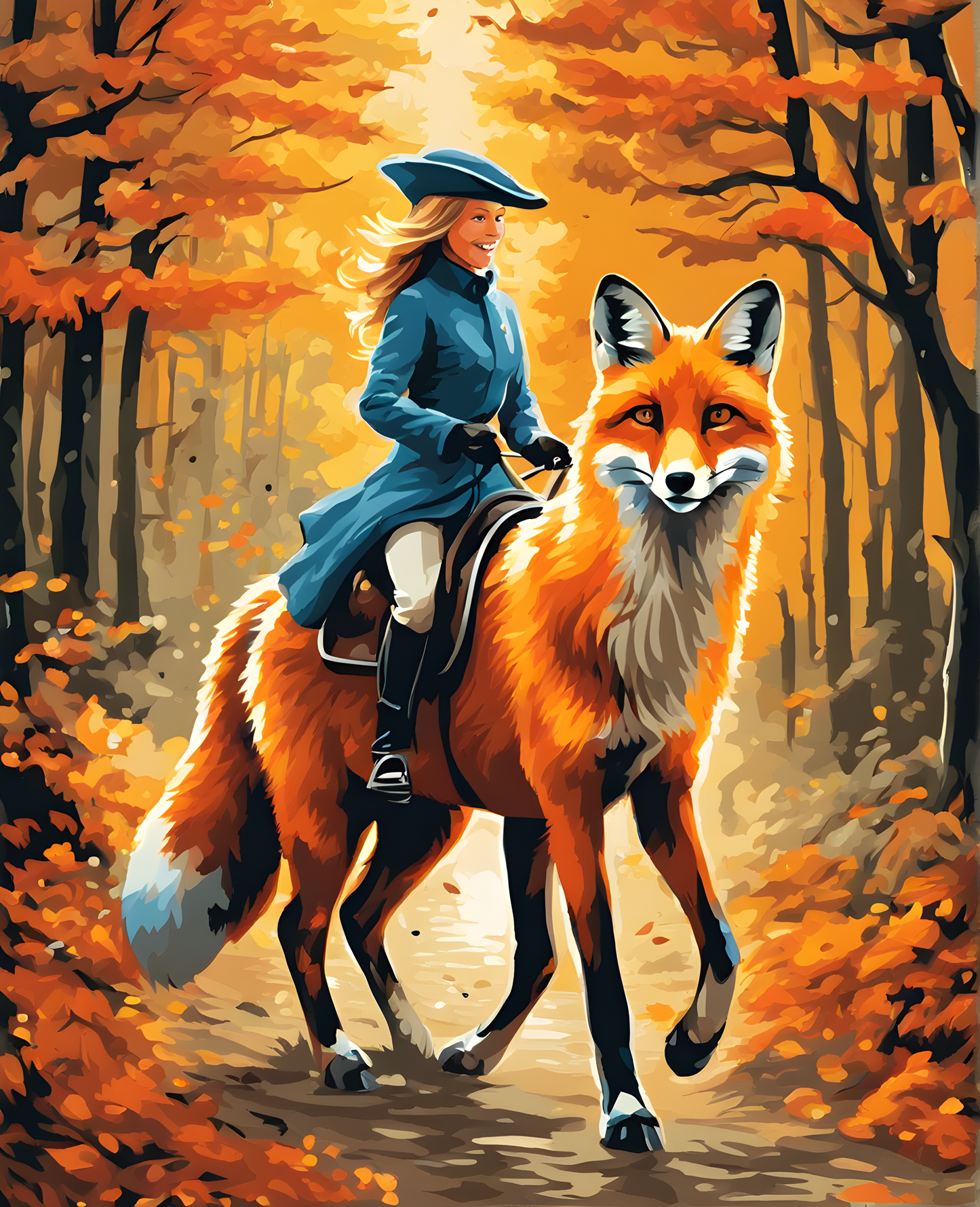 Riding on a Fox (4) - Van-Go Paint-By-Number Kit
