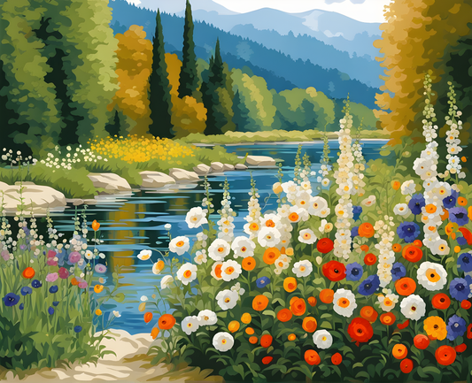 River Bank Flowers - Van-Go Paint-By-Number Kit