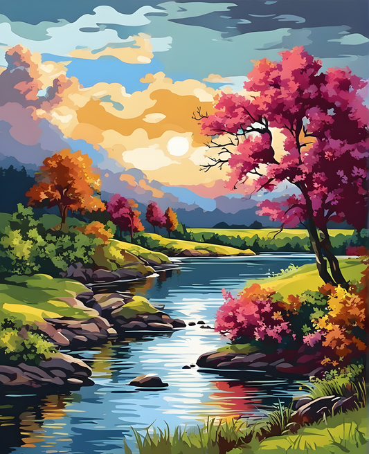 River landscape (1) - Van-Go Paint-By-Number Kit
