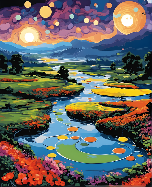River of Lights (1) - Van-Go Paint-By-Number Kit