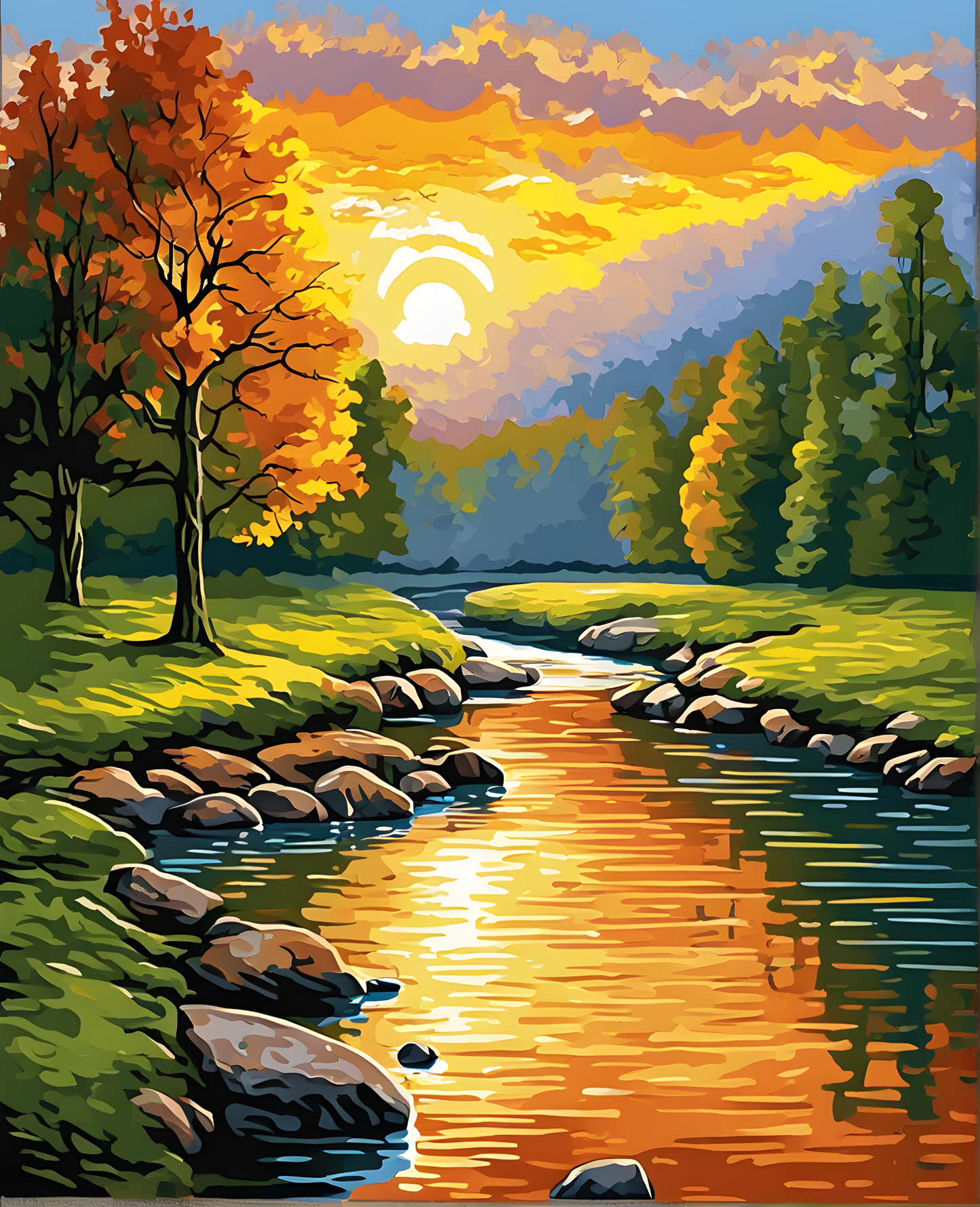 River Sunrise (2) - Van-Go Paint-By-Number Kit