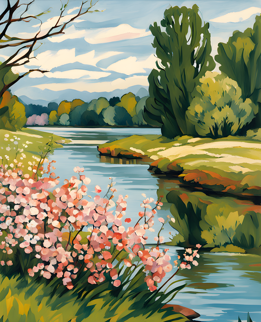 Riverbank in Bloom (1) - Van-Go Paint-By-Number Kit