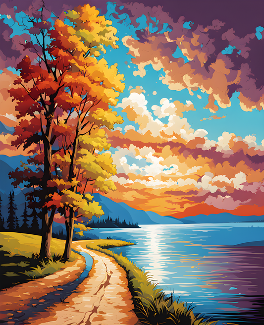 A Road Leading to the Lake (1) - Van-Go Paint-By-Number Kit