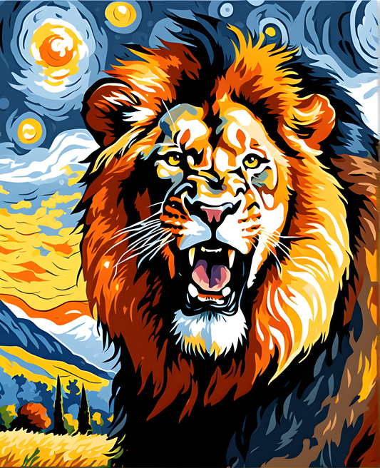 Lions Collection PD (34) - Roaring lion - Van-Go Paint-By-Number Kit