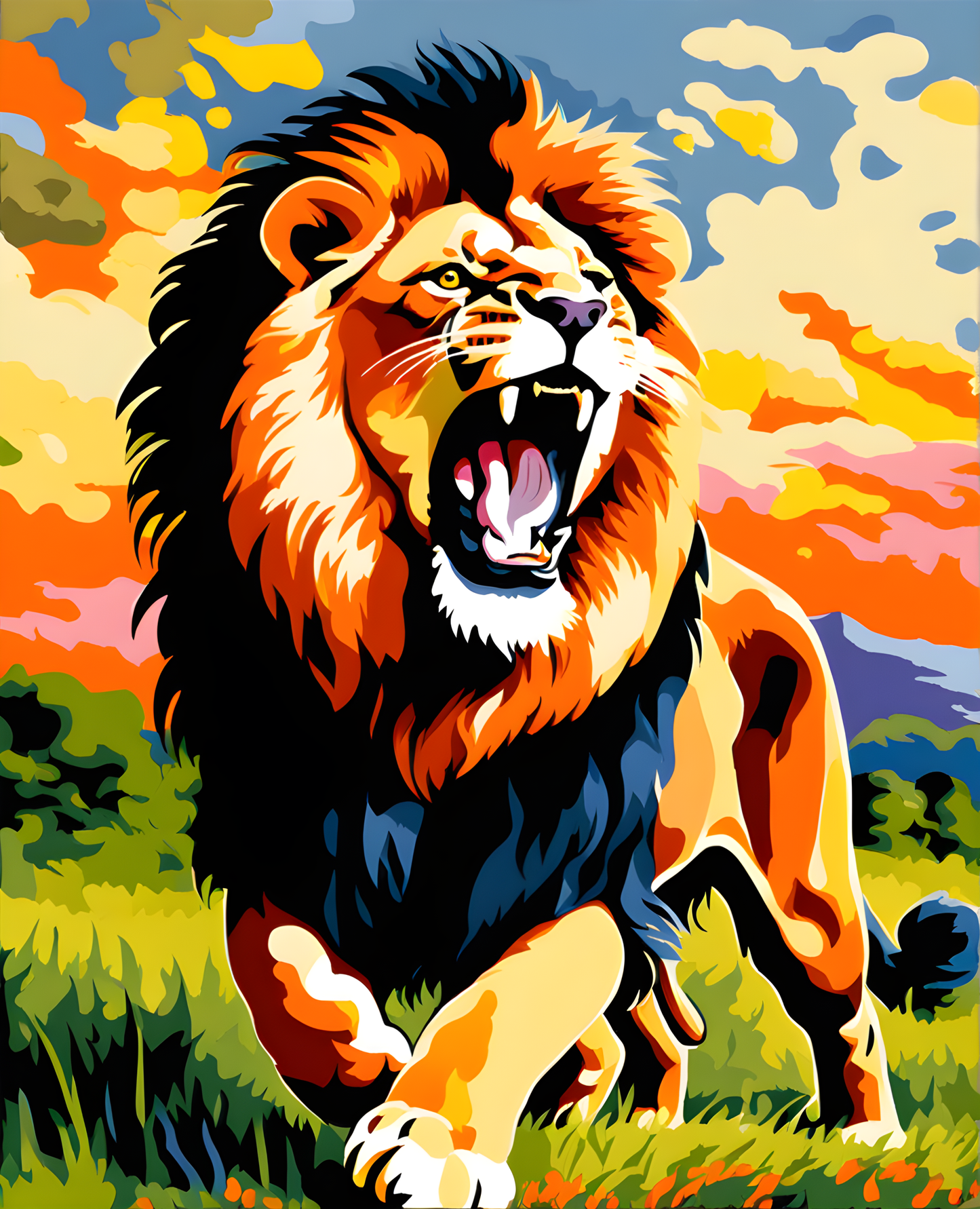 Lions Collection PD (28) - Roaring lion - Van-Go Paint-By-Number Kit