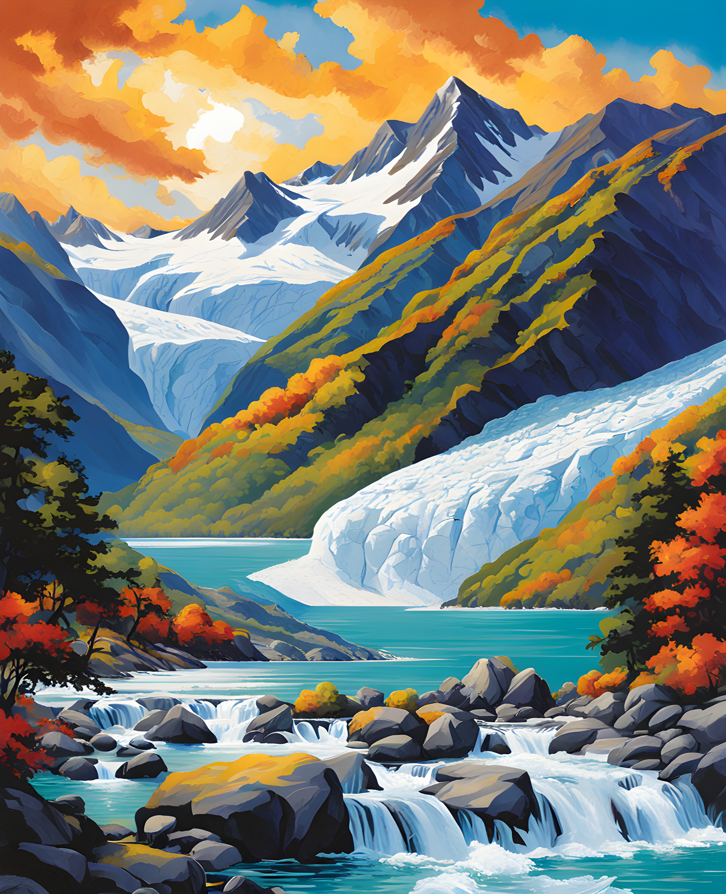 Painting by Numbers Kit of New-Zealand Country PD (78) - Rob Roy Glacier
