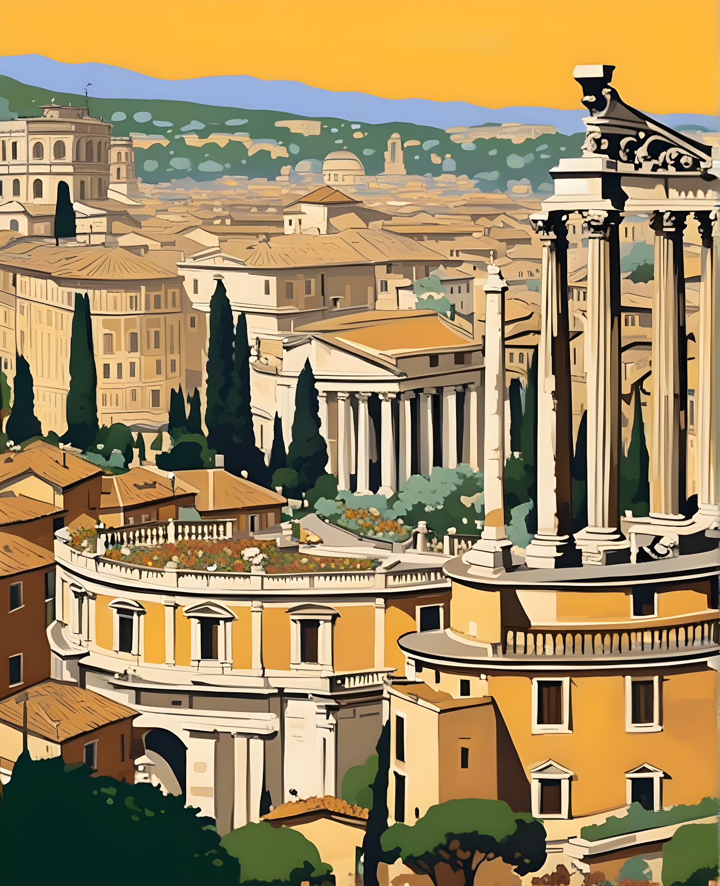 Rome Vintage Travel Poster PD - Van-Go Paint-By-Number Kit