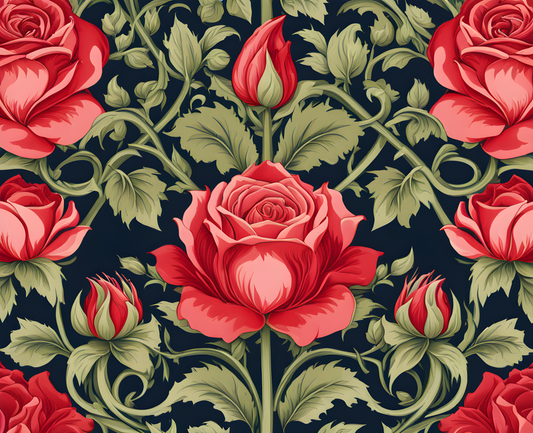 William Morris Style Collection PD (144) - Rose Fabric Pattern - Van-Go Paint-By-Number Kit