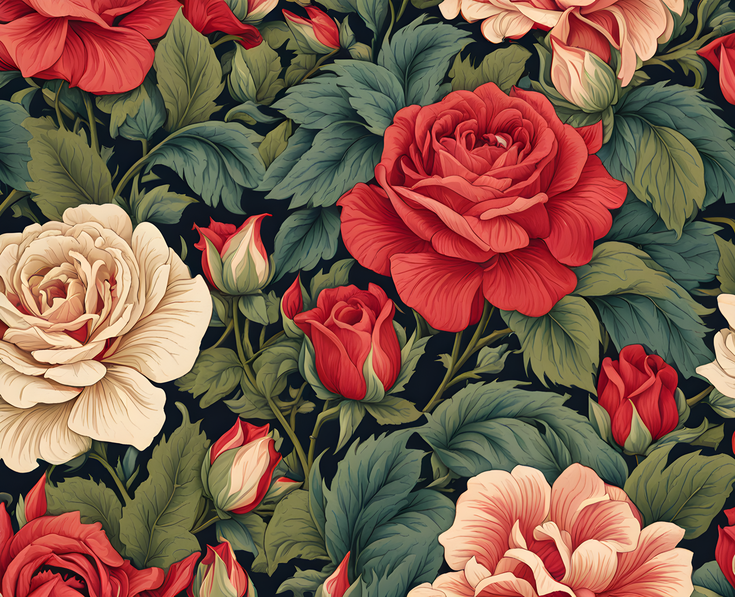 William Morris Style Collection PD (143) - Rose Fabric Pattern - Van-Go Paint-By-Number Kit