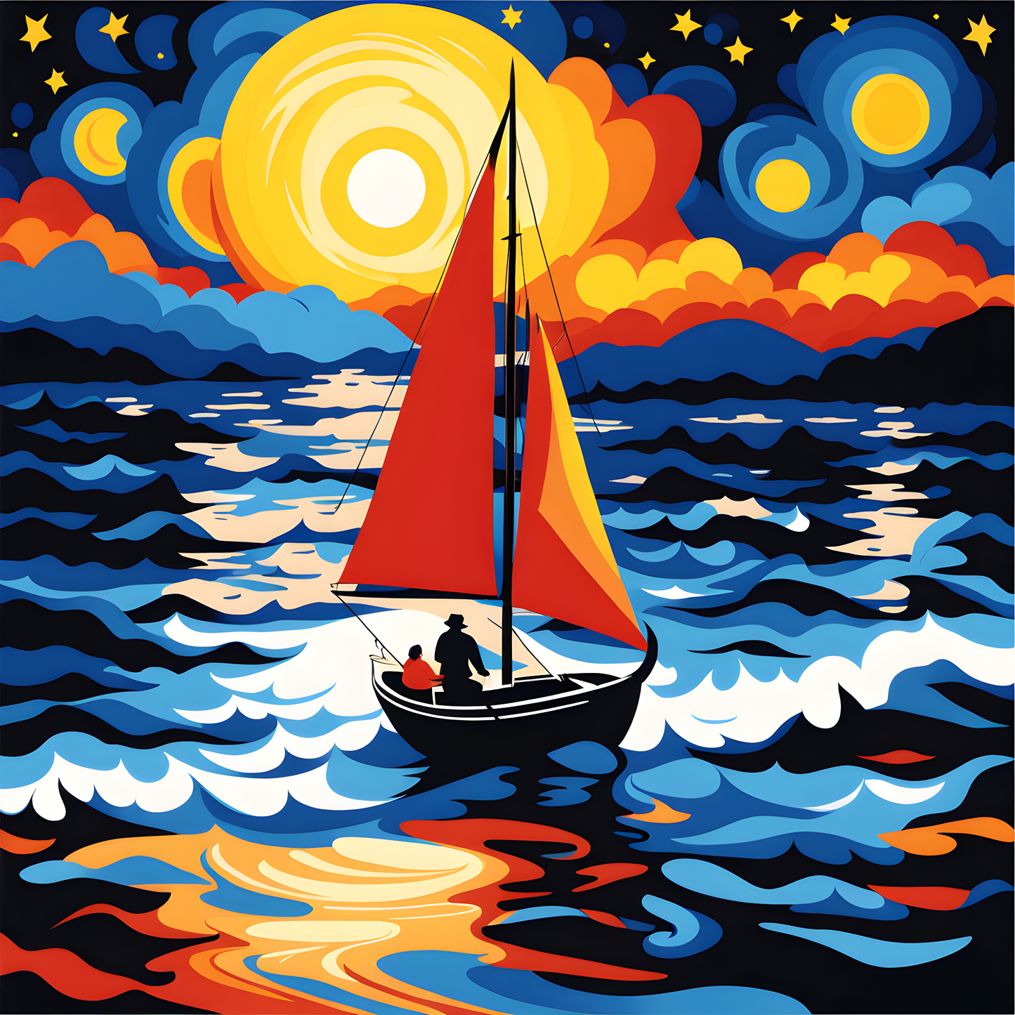 Sailing in a Starry Night (4) - Van-Go Paint-By-Number Kit