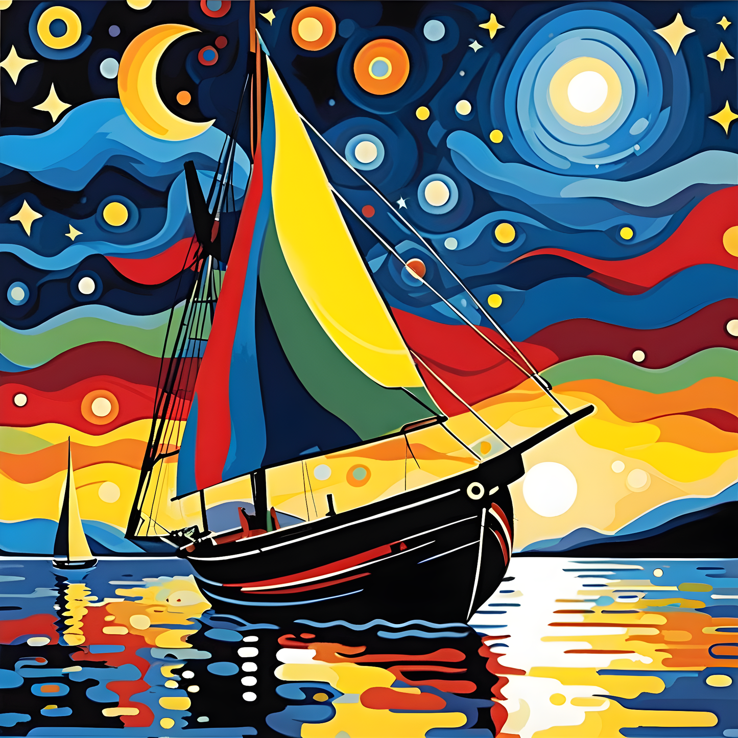 Sailing in a Starry Night (2) - Van-Go Paint-By-Number Kit