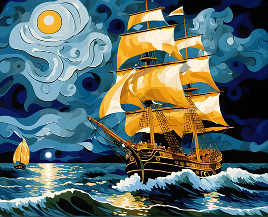 Sailing Ships Collection PD (18) - in a stormy sea - Van-Go Paint-By-Number Kit
