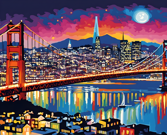 San Francisco at Night (2) - Van-Go Paint-By-Number Kit