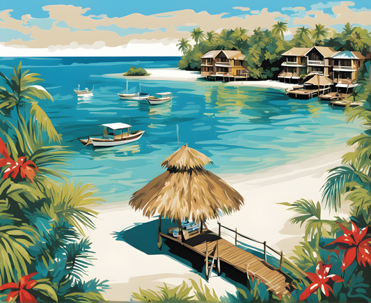 Sea Resort, Maldives (2) - Van-Go Paint-By-Number Kit