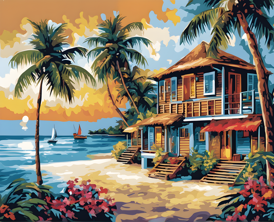 Sea Resort, Maldives (1) - Van-Go Paint-By-Number Kit