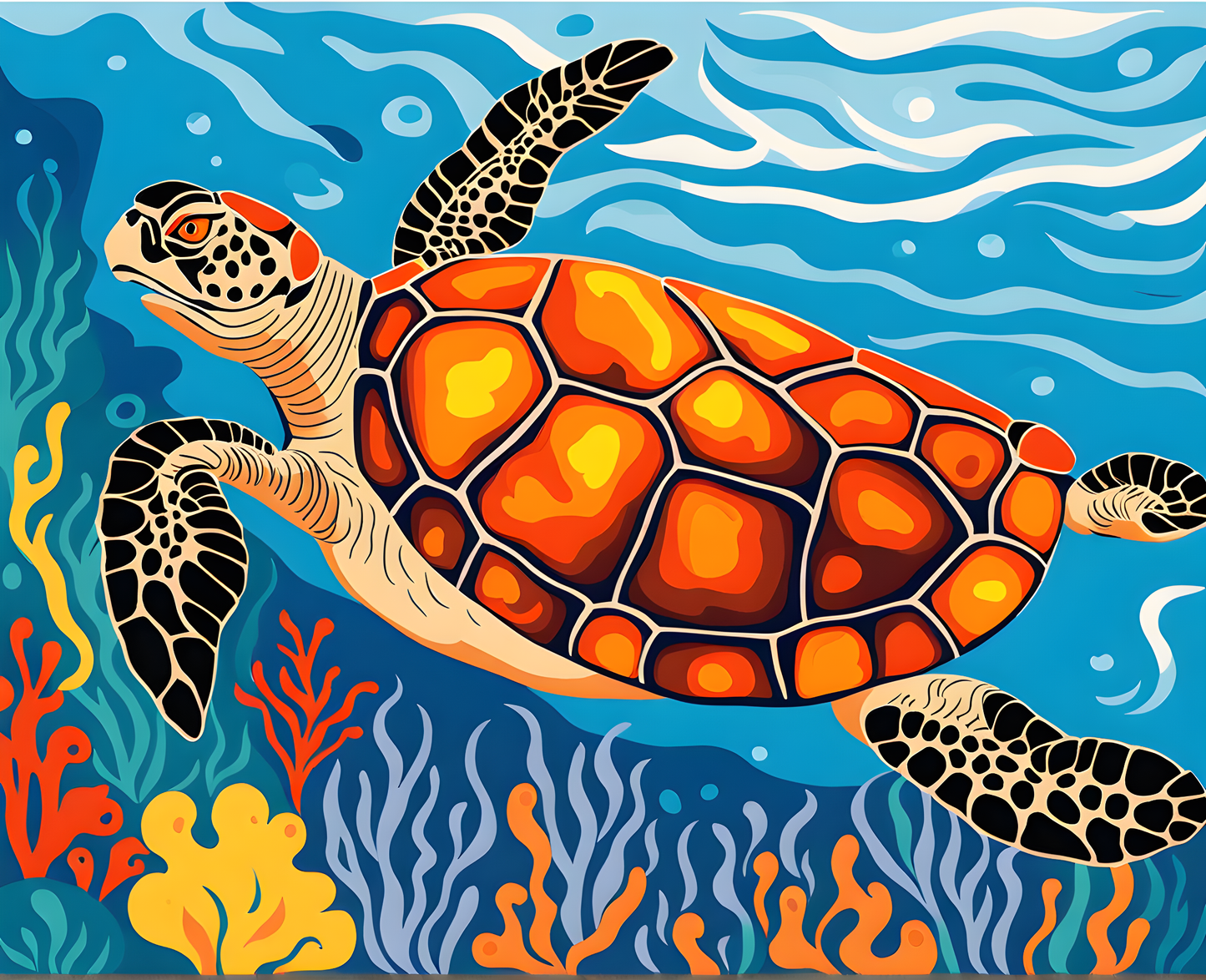 Sea Turtle in the Blue Ocean (PD) - Van-Go Paint-By-Number Kit