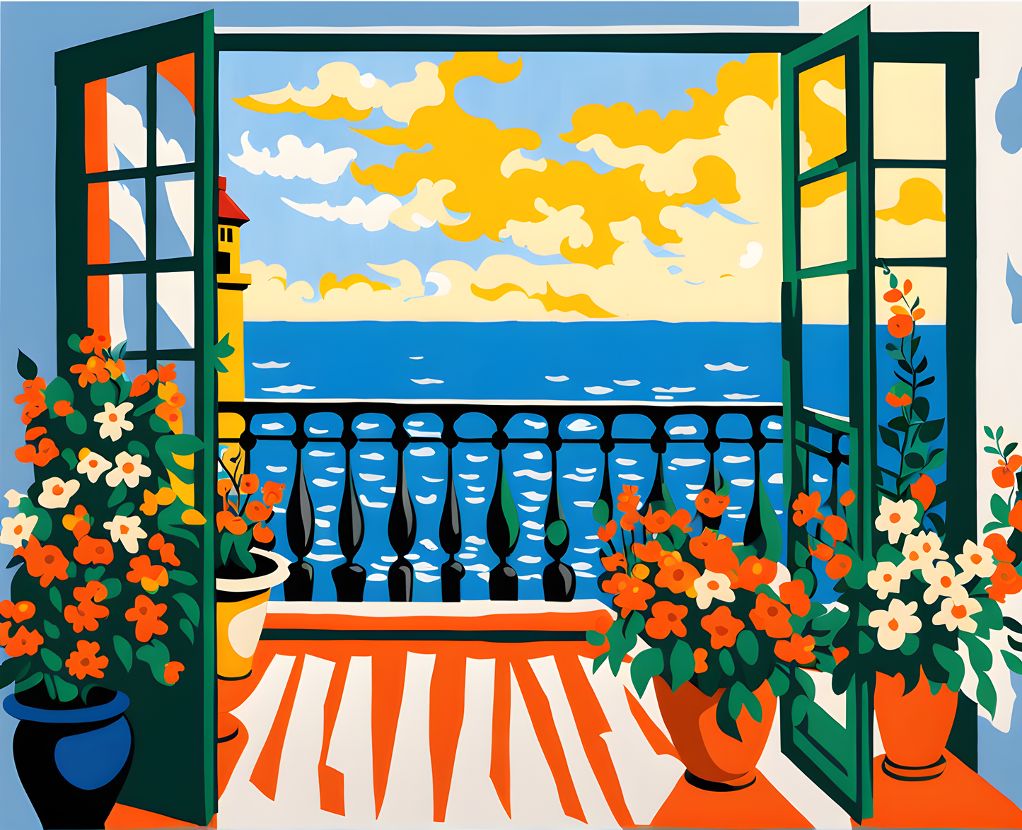Seascape Garden Balcony (2) - Van-Go Paint-By-Number Kit