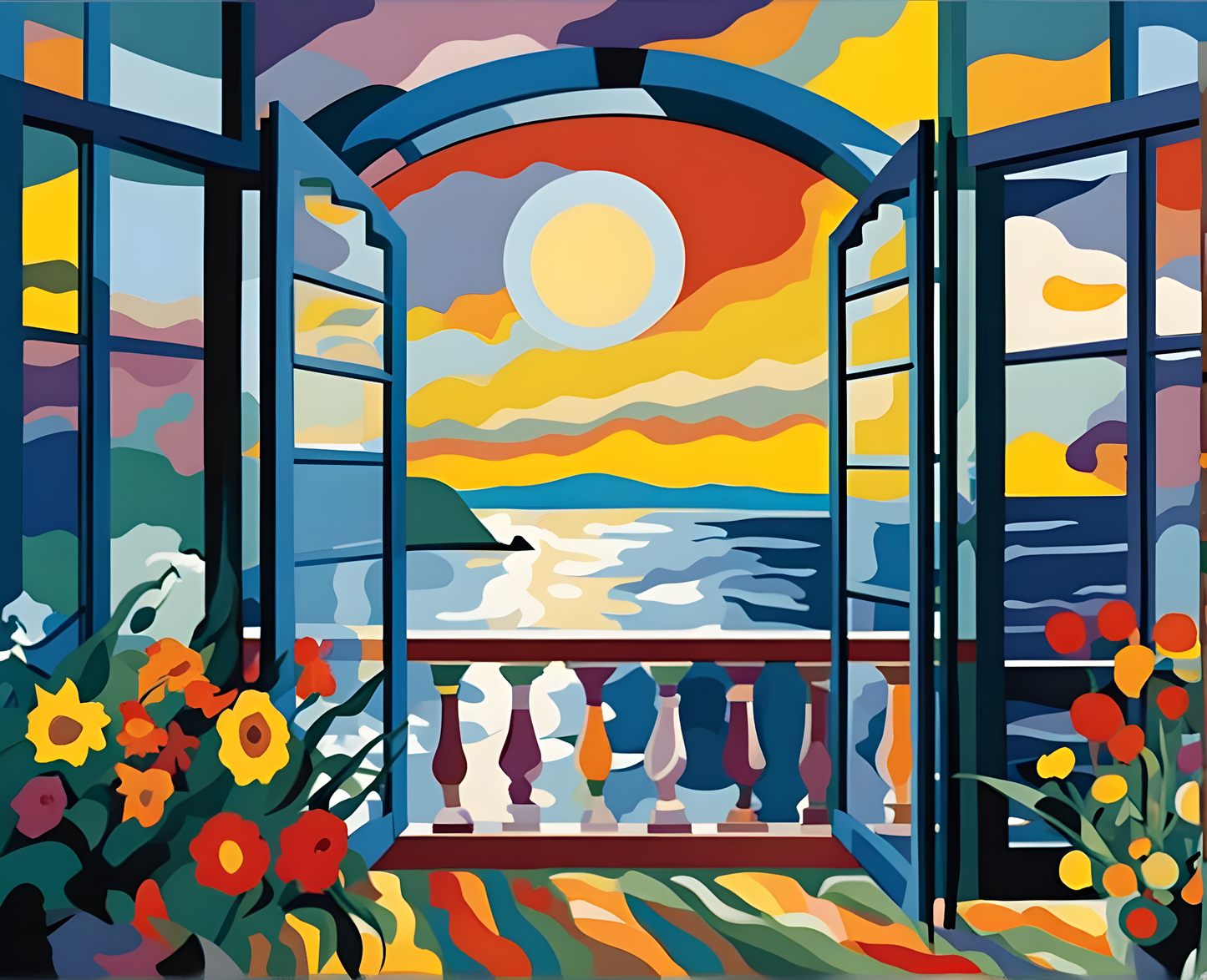 Seascape Garden Balcony (1) - Van-Go Paint-By-Number Kit