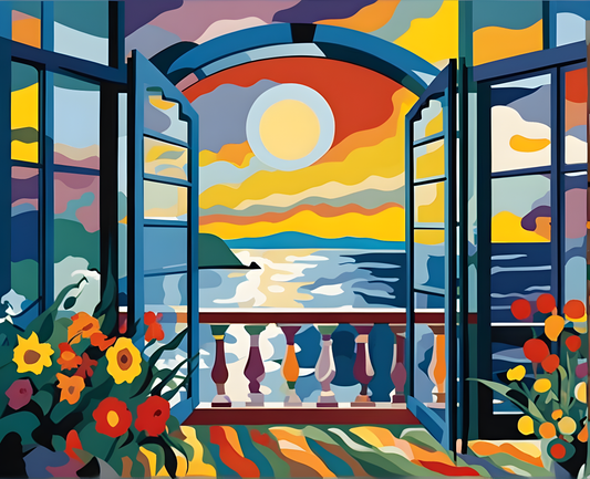 Seascape Garden Balcony (1) - Van-Go Paint-By-Number Kit