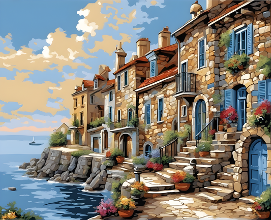 Seaside Old Stone House - Van-Go Paint-By-Number Kit