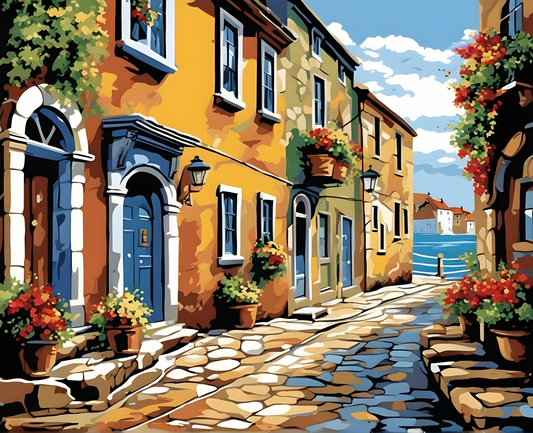 Seaside Old Stone Street - Van-Go Paint-By-Number Kit