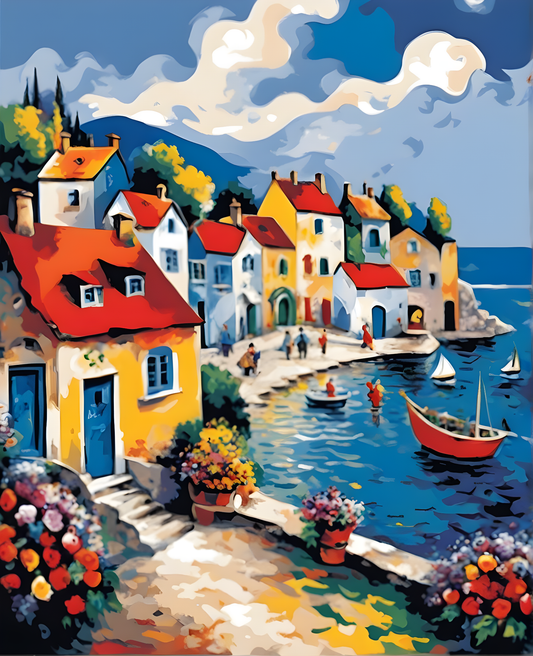Seaside Village - Van-Go Paint-By-Number Kit