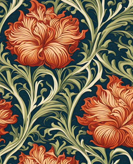 William Morris Style Collection PD (145) - Seaweed Fabric Pattern - Van-Go Paint-By-Number Kit