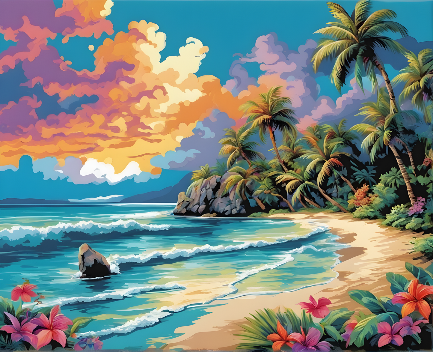 Secret Tropical Island Dream Beach - Van-Go Paint-By-Number Kit