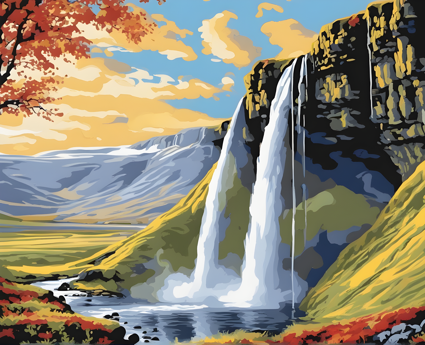 Amazing Places OD (248) - Seljalandsfoss waterfall. Iceland - Van-Go Paint-By-Number Kit