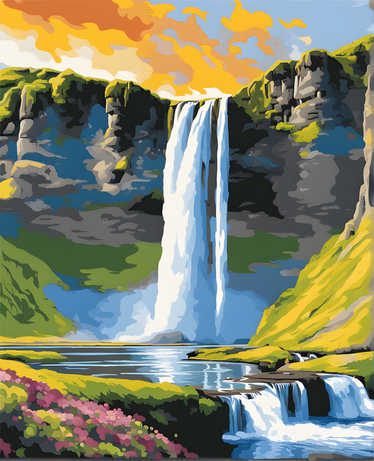 Iceland Collection PD (7) - Seljalandsfoss Waterfall - Van-Go Paint-By-Number Kit