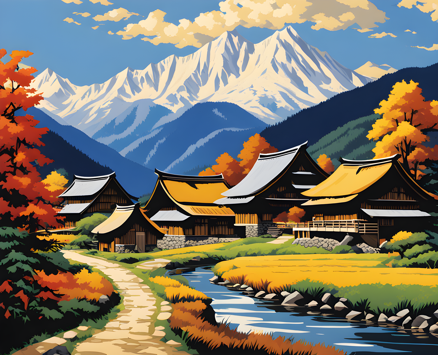 Japan Collection PD (14) - Shirakawa-go Village - Van-Go Paint-By-Number Kit