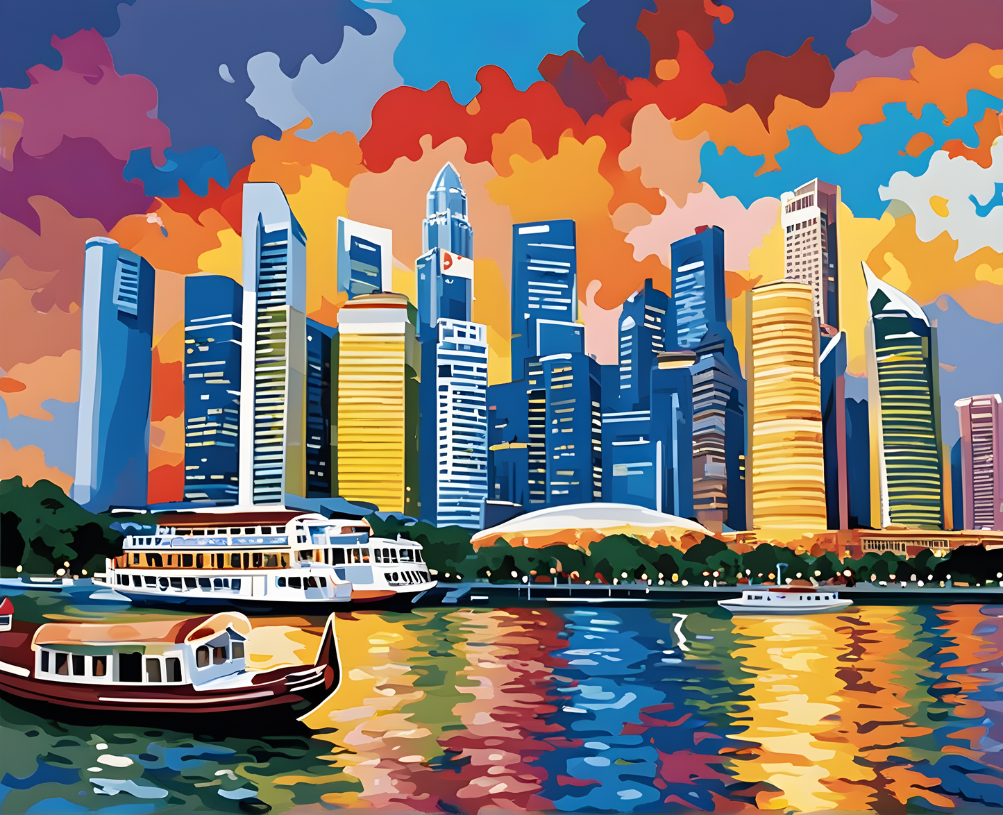 Singapore Collection OD (11) - Singapore Skyline - Van-Go Paint-By-Number Kit