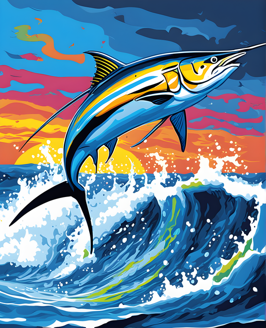 Blue Marlin Jumping (2) - Van-Go Paint-By-Number Kit