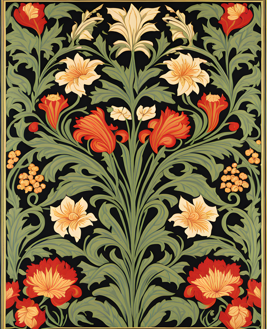 William Morris Style Collection PD (153) - Snakeshead Fabric Pattern - Van-Go Paint-By-Number Kit