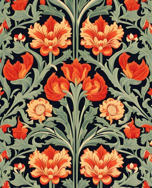 William Morris Style Collection PD (151) - Snakeshead Fabric Pattern - Van-Go Paint-By-Number Kit