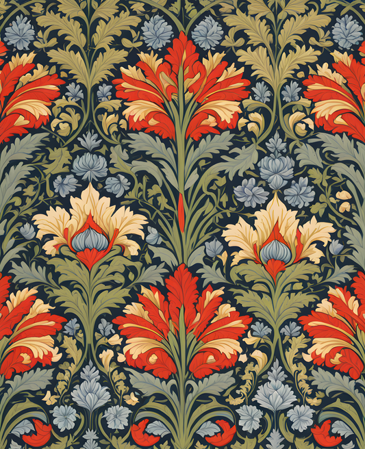 William Morris Style Collection PD (152) - Snakeshead Fabric Pattern - Van-Go Paint-By-Number Kit
