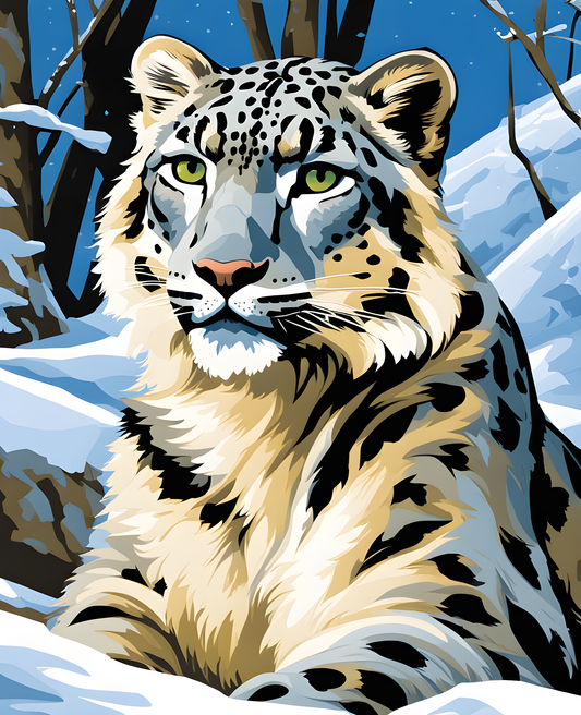 Snow Leopard Hunting PD (4) -  Van-Go Paint-By-Number Kit