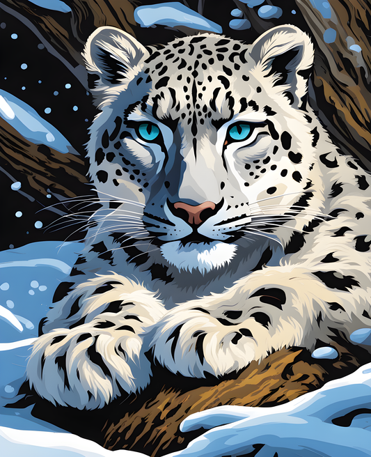 Snow Leopard Hunting PD (2) -  Van-Go Paint-By-Number Kit